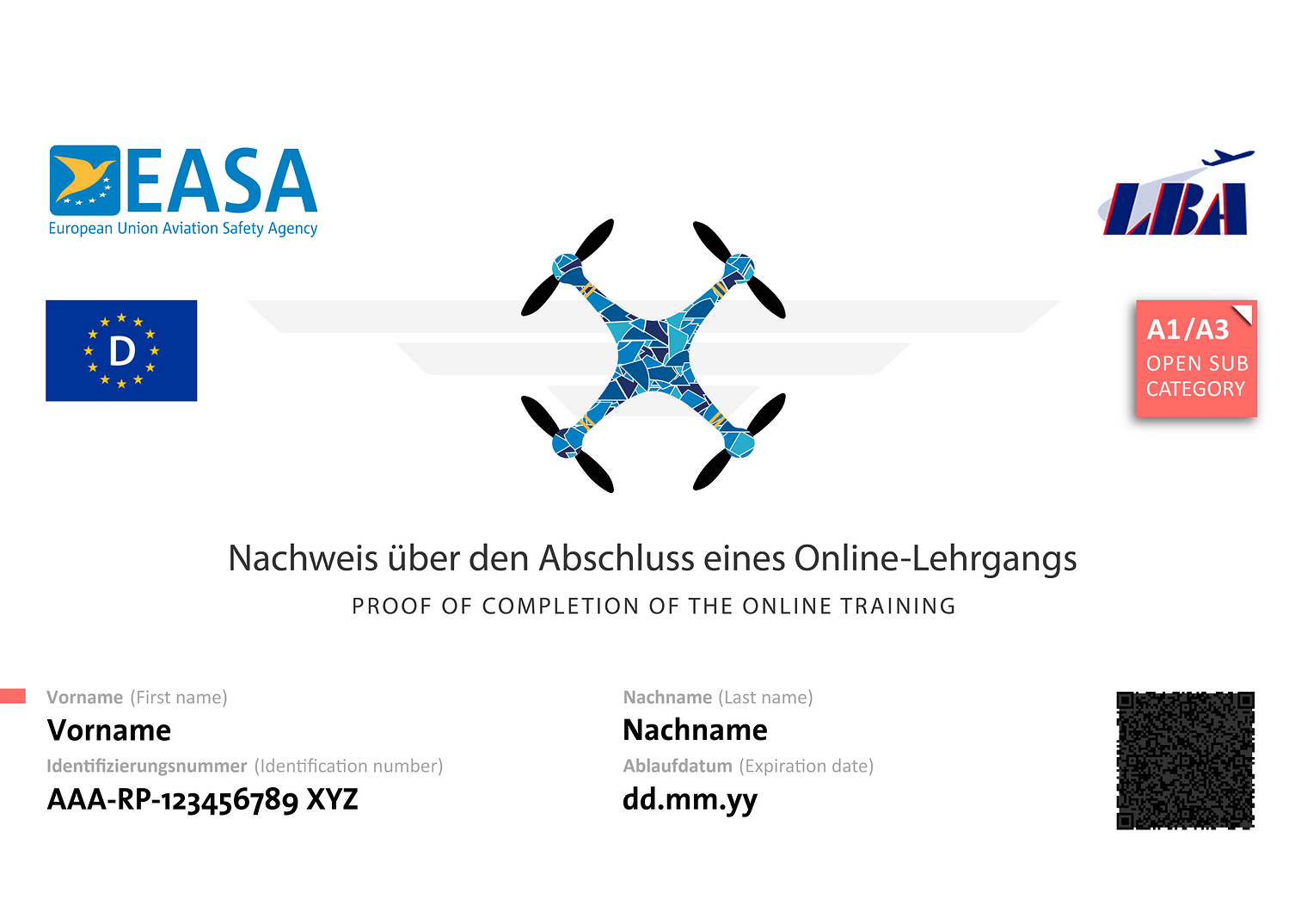 Kompetenzzentrum - Drohnen im Handwerk - EU-Kompetenznachweis A1/A3