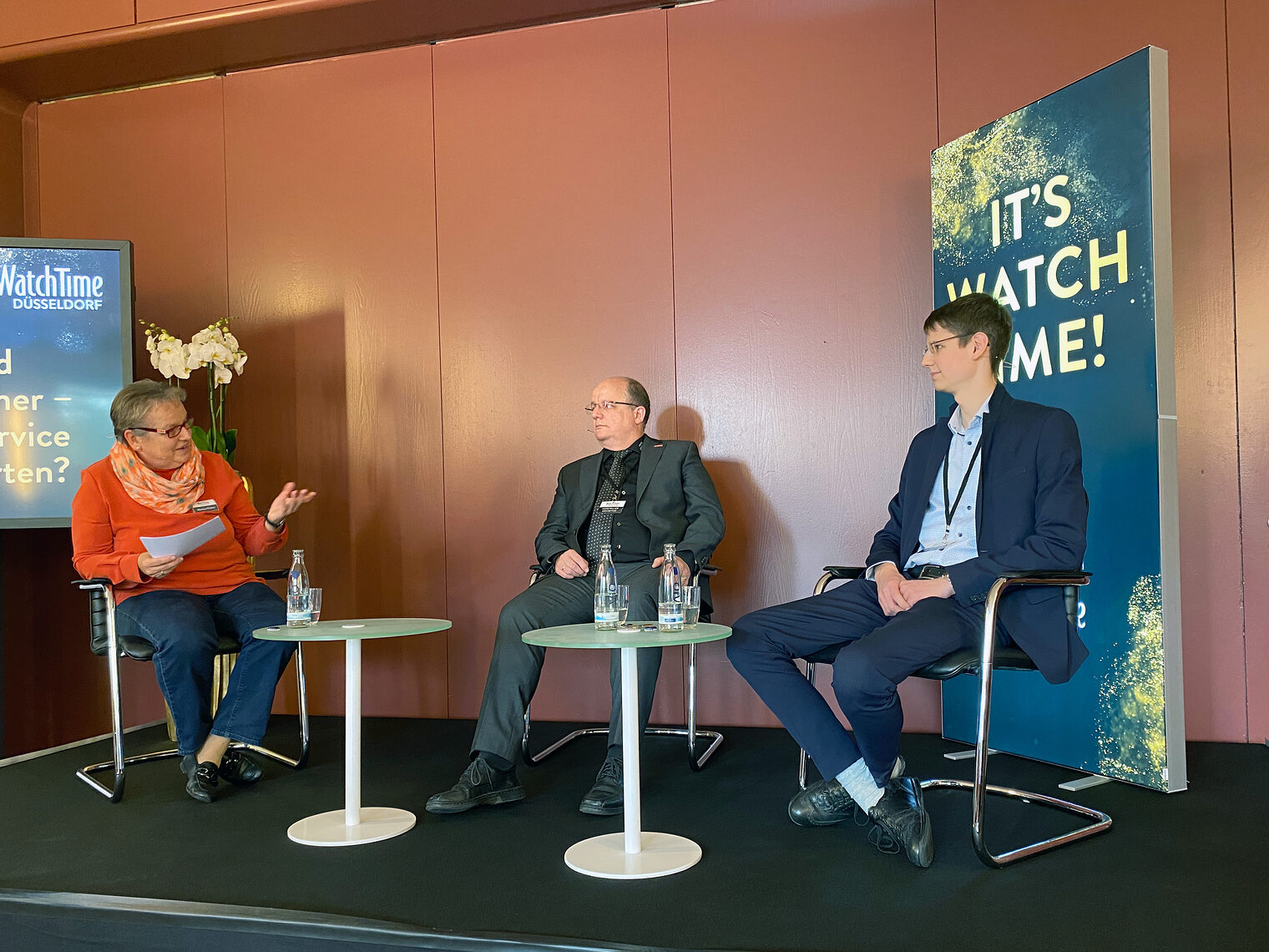 Podiumsidiskussion zwischen Martina Richter, Michael Eberlein und Johannes Imhof über die WatchTime