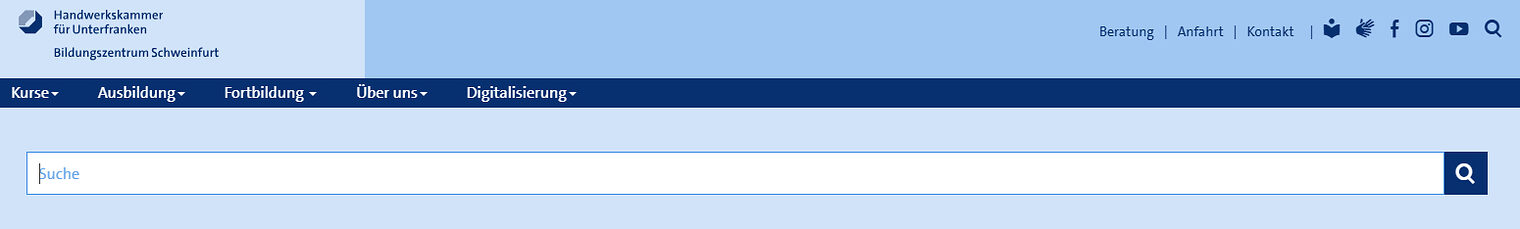 Screenshot der Suche auf www.bildungszentrum-wuerzburg.de