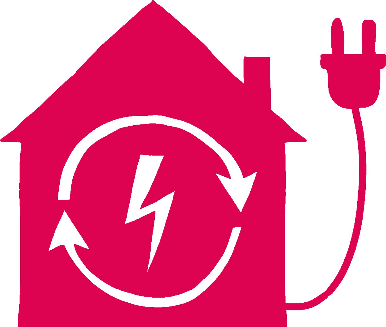 Icon Elektroniker Haus mit Blitzzeichen und Kabel und Stecker
